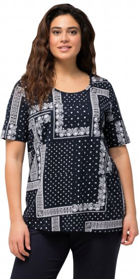 Ulla Popken Paisley A-Line Short Sleeve Tee Navy Blue - Τυπωμένα T-shirts για γυναίκες - 
