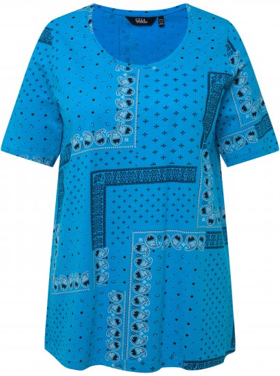 Ulla Popken Paisley A-Line Short Sleeve Tee Sapphire Blue - Τυπωμένα T-shirts για γυναίκες - 