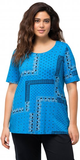 Ulla Popken Paisley A-Line Short Sleeve Tee Sapphire Blue - Τυπωμένα T-shirts για γυναίκες - 