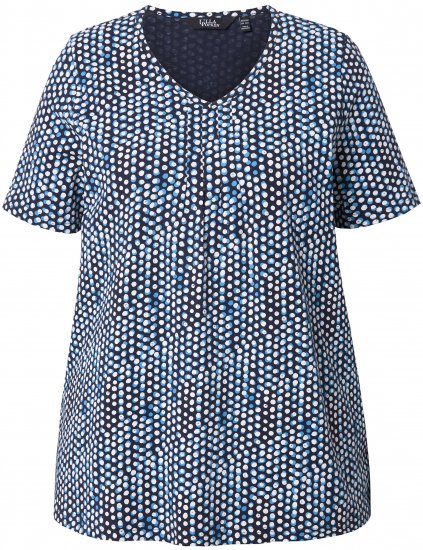 Ulla Popken So Many Dots Tee Navy Blue - Τυπωμένα T-shirts για γυναίκες - 