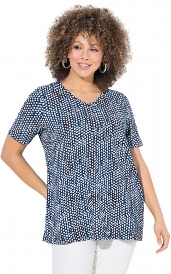 Ulla Popken So Many Dots Tee Navy Blue - Τυπωμένα T-shirts για γυναίκες - 