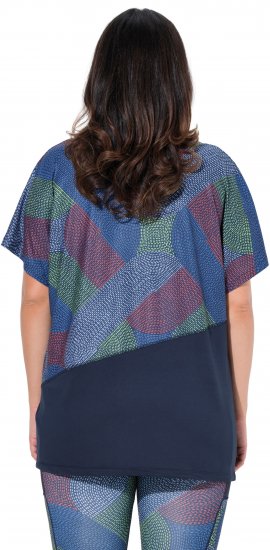 Ulla Popken Quick Drying Geometric Print Short Sleeve Tee Navy Blue - Τυπωμένα T-shirts για γυναίκες - 
