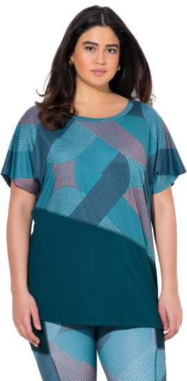 Ulla Popken Quick Drying Geometric Print Short Sleeve Tee Dark Petrol - Τυπωμένα T-shirts για γυναίκες - 