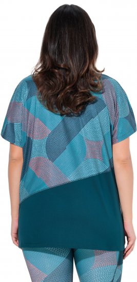 Ulla Popken Quick Drying Geometric Print Short Sleeve Tee Dark Petrol - Τυπωμένα T-shirts για γυναίκες - 
