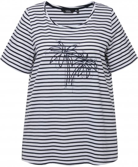 Ulla Popken Palm Tree Embroidered Tee Navy Blue - Τυπωμένα T-shirts για γυναίκες - 