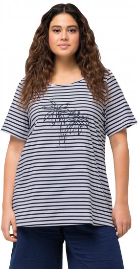 Ulla Popken Palm Tree Embroidered Tee Navy Blue - Τυπωμένα T-shirts για γυναίκες - 