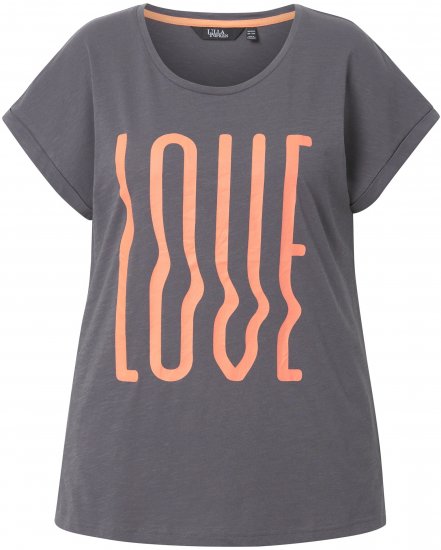 Ulla Popken LOVE Short Sleeve Graphic Tee Graphite Grey - Τυπωμένα T-shirts για γυναίκες - 