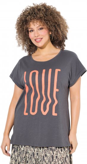 Ulla Popken LOVE Short Sleeve Graphic Tee Graphite Grey - Τυπωμένα T-shirts για γυναίκες - 