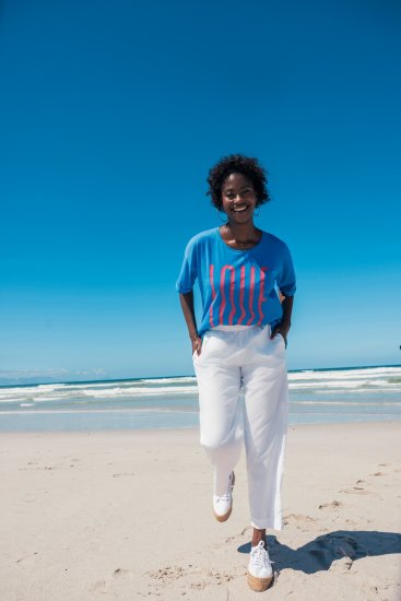 Ulla Popken LOVE Short Sleeve Graphic Tee Sapphire Blue - Τυπωμένα T-shirts για γυναίκες - 