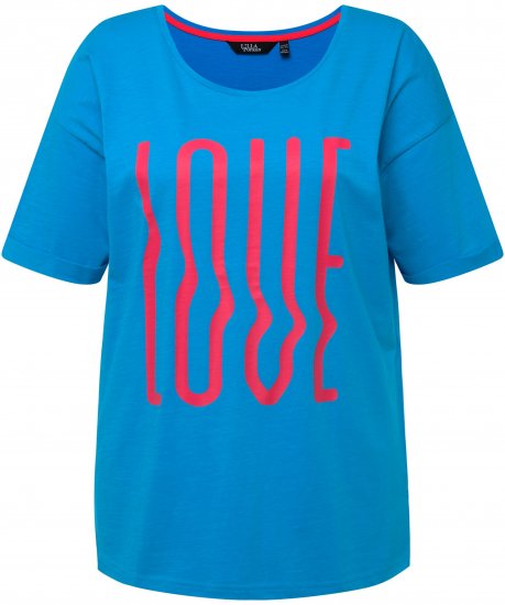 Ulla Popken LOVE Short Sleeve Graphic Tee Sapphire Blue - Τυπωμένα T-shirts για γυναίκες - 