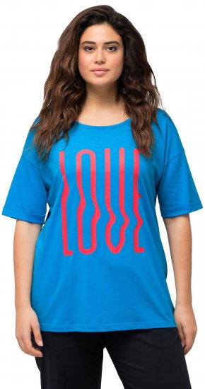 Ulla Popken LOVE Short Sleeve Graphic Tee Sapphire Blue - Τυπωμένα T-shirts για γυναίκες - 