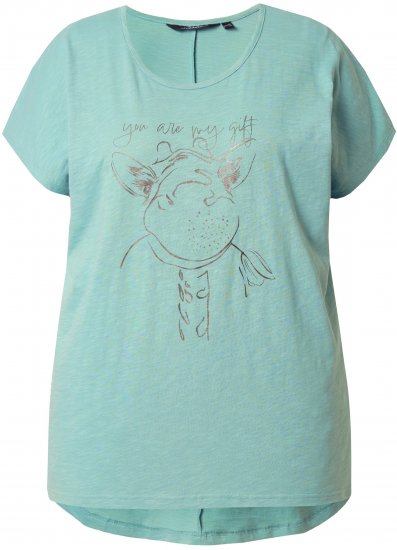 Ulla Popken Metallic Animal Cap Sleeve Graphic Tee Light Green - Τυπωμένα T-shirts για γυναίκες - 