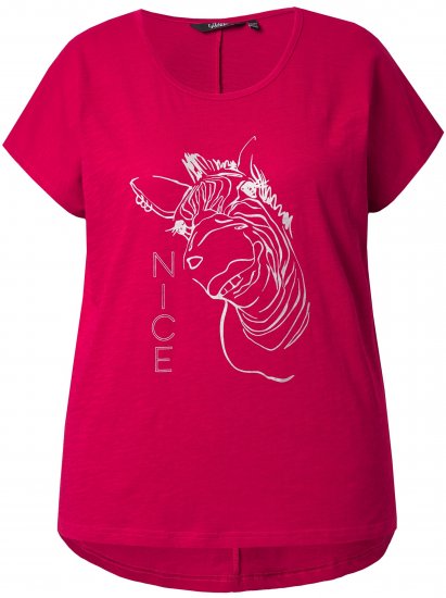 Ulla Popken Metallic Animal Cap Sleeve Graphic Tee Dark Raspberry - Τυπωμένα T-shirts για γυναίκες - 
