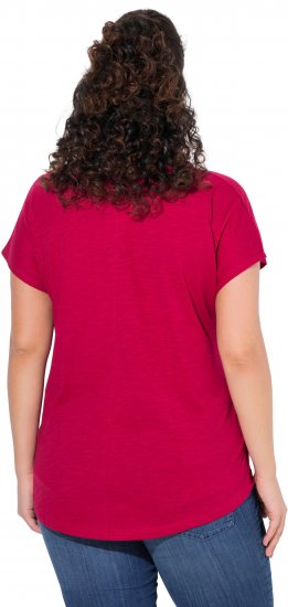 Ulla Popken Metallic Animal Cap Sleeve Graphic Tee Dark Raspberry - Τυπωμένα T-shirts για γυναίκες - 