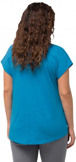 Ulla Popken Metallic Animal Cap Sleeve Graphic Tee Sapphire Blue - Τυπωμένα T-shirts για γυναίκες - 
