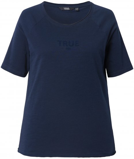 Ulla Popken TRUE Lettering Short Sleeve Tee Navy Blue - Τυπωμένα T-shirts για γυναίκες - 