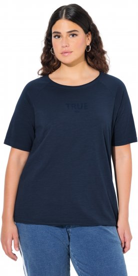 Ulla Popken TRUE Lettering Short Sleeve Tee Navy Blue - Τυπωμένα T-shirts για γυναίκες - 