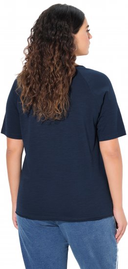 Ulla Popken TRUE Lettering Short Sleeve Tee Navy Blue - Τυπωμένα T-shirts για γυναίκες - 