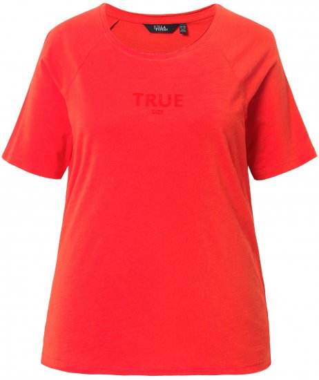 Ulla Popken TRUE Lettering Short Sleeve Tee Neon Red - Τυπωμένα T-shirts για γυναίκες - 