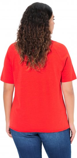 Ulla Popken TRUE Lettering Short Sleeve Tee Neon Red - Τυπωμένα T-shirts για γυναίκες - 