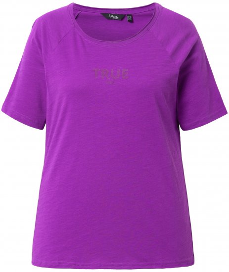 Ulla Popken TRUE Lettering Short Sleeve Tee Purple - Τυπωμένα T-shirts για γυναίκες - 