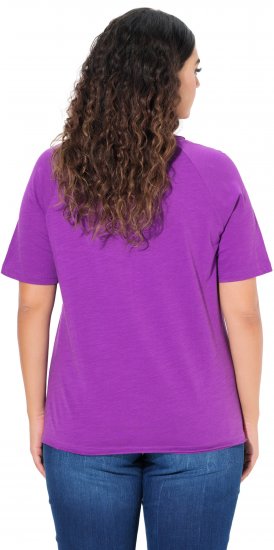Ulla Popken TRUE Lettering Short Sleeve Tee Purple - Τυπωμένα T-shirts για γυναίκες - 