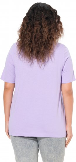 Ulla Popken Metallic Feather Short Sleeve Graphic Tee Lavender - Τυπωμένα T-shirts για γυναίκες - 