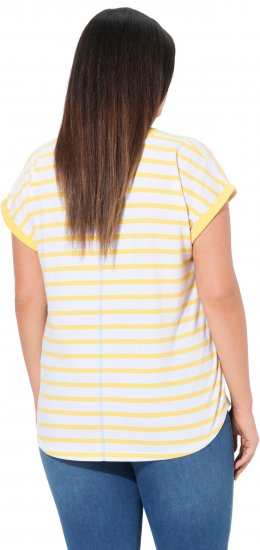Ulla Popken Striped Short Sleeve Citrus Graphic Tee Sun Yellow - Τυπωμένα T-shirts για γυναίκες - 