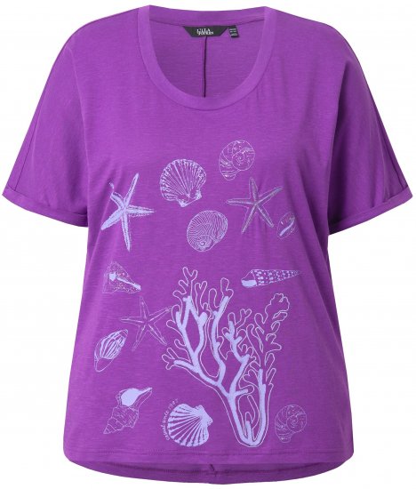 Ulla Popken Marine Print Short Sleeve Tee Purple - Τυπωμένα T-shirts για γυναίκες - 