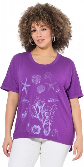 Ulla Popken Marine Print Short Sleeve Tee Purple - Τυπωμένα T-shirts για γυναίκες - 