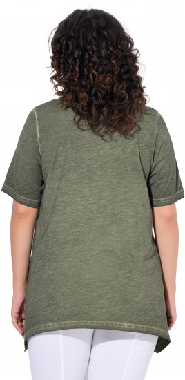 Ulla Popken Sunset Lettering Short Sleeve Graphic Tee Olive - Τυπωμένα T-shirts για γυναίκες - 