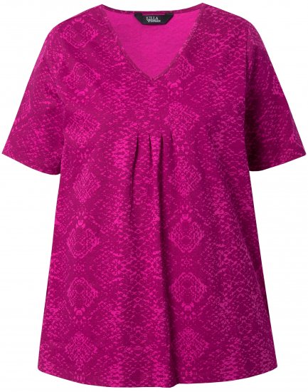 Ulla Popken Snake Print V-Neck Tee Magnolia Red - Τυπωμένα T-shirts για γυναίκες - 