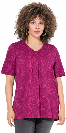 Ulla Popken Snake Print V-Neck Tee Magnolia Red - Τυπωμένα T-shirts για γυναίκες - 