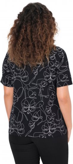 Ulla Popken Abstract Animal Print Short Sleeve Tee Black - Τυπωμένα T-shirts για γυναίκες - 