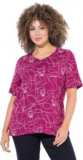 Ulla Popken Abstract Animal Print Short Sleeve Tee Magnolia Red - Τυπωμένα T-shirts για γυναίκες - 