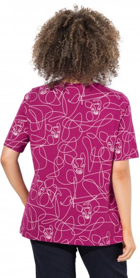 Ulla Popken Abstract Animal Print Short Sleeve Tee Magnolia Red - Τυπωμένα T-shirts για γυναίκες - 