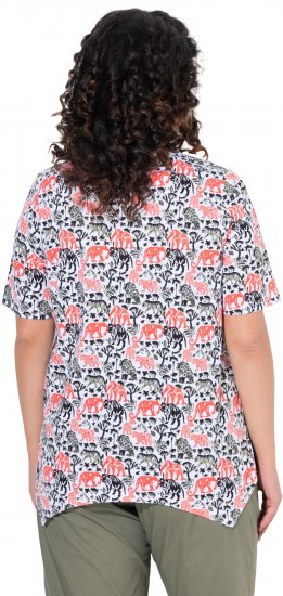 Ulla Popken Half-sleeve A-line V-neck Pointed Hem Animal Pattern T-shirt Snow White - Τυπωμένα T-shirts για γυναίκες - 