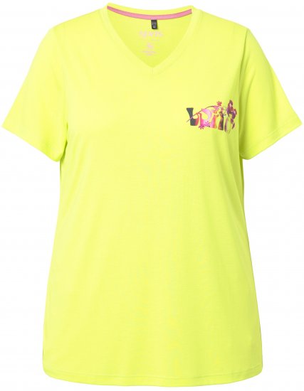 Ulla Popken Wild Antibacterial Short Sleeve Tee Lime - Μπλουζάκια - 