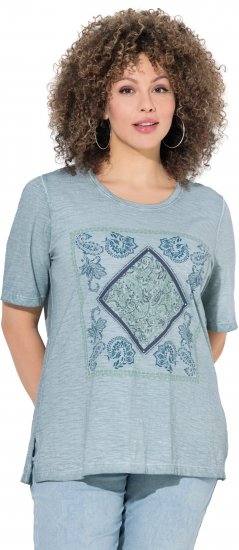Ulla Popken Paisley Short Sleeve Graphic Tee Light Moss Green - Τυπωμένα T-shirts για γυναίκες - 