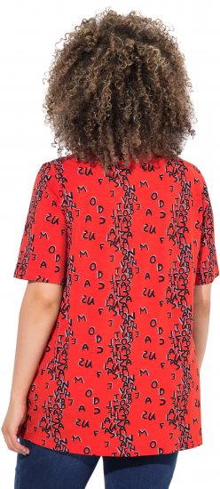 Ulla Popken Letter Print Short Sleeve Tee Red - Τυπωμένα T-shirts για γυναίκες - 
