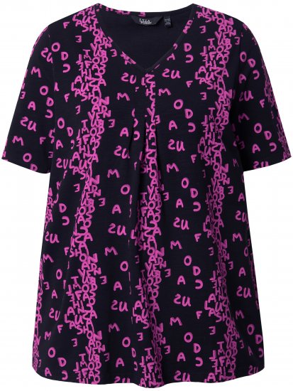 Ulla Popken Letter Print Short Sleeve Tee Magnolia Red - Τυπωμένα T-shirts για γυναίκες - 