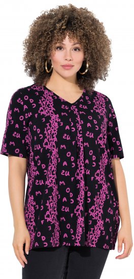 Ulla Popken Letter Print Short Sleeve Tee Magnolia Red - Τυπωμένα T-shirts για γυναίκες - 