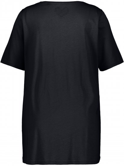 Ulla Popken Essential Front Pleat Tee Black - Μπλουζάκια - 