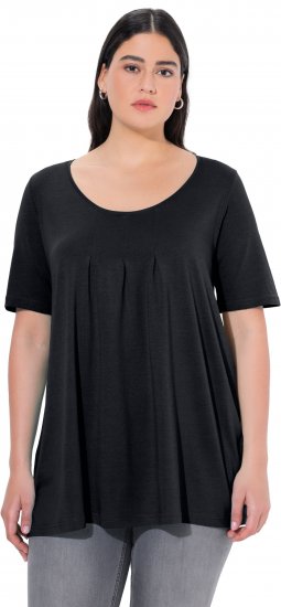Ulla Popken Essential Front Pleat Tee Black - Μπλουζάκια - 