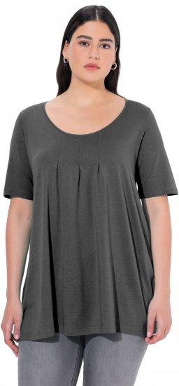 Ulla Popken Essential Front Pleat Tee Graphite Grey - Μπλουζάκια - 