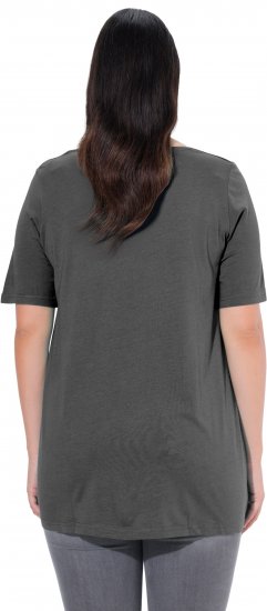 Ulla Popken Essential Front Pleat Tee Graphite Grey - Μπλουζάκια - 