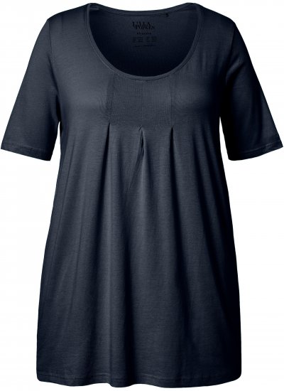 Ulla Popken Essential Front Pleat Tee Navy Blue - Μπλουζάκια - 