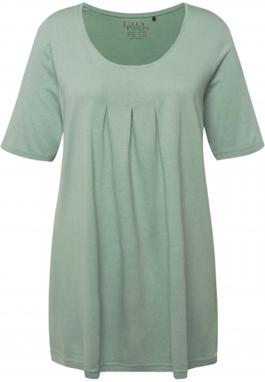 Ulla Popken Essential Front Pleat Tee Light Moss Green - Μπλουζάκια - 