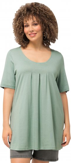 Ulla Popken Essential Front Pleat Tee Light Moss Green - Μπλουζάκια - 