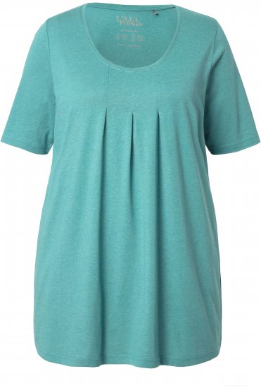 Ulla Popken Essential Front Pleat Tee Green - Μπλουζάκια - 